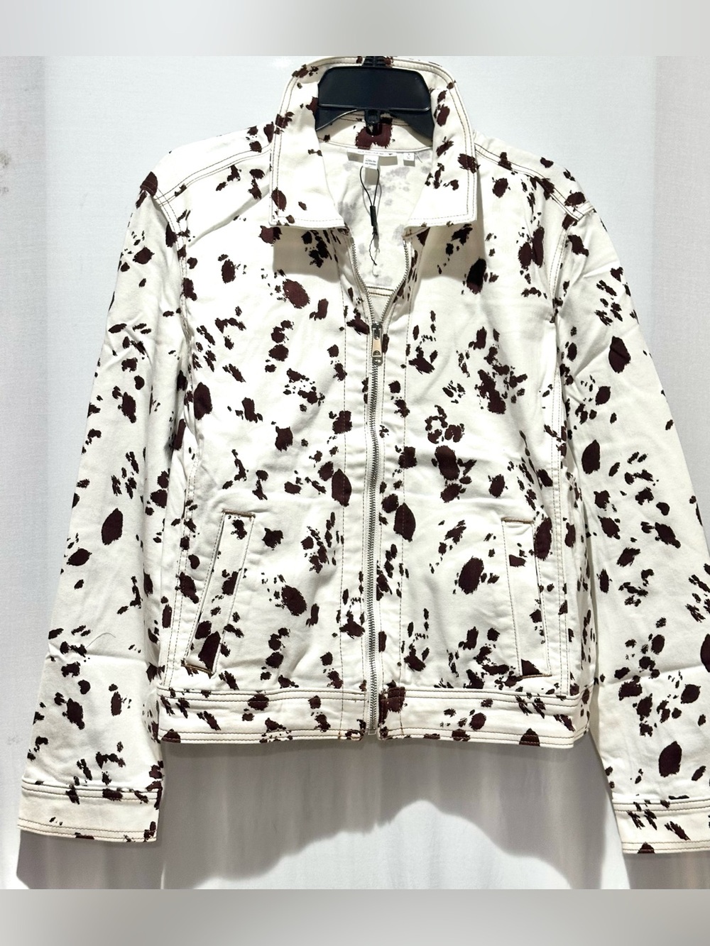 Chico's Women’s Jacket / Cow Print Denim Jacket Full Zip - Size XL